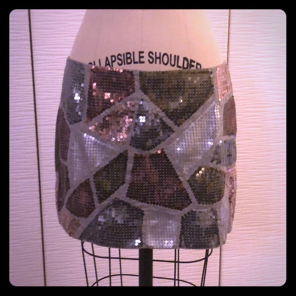 LaRok sequin block mini skirt